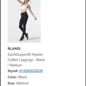 BLANQI Hipster Sport Leggings. Black. Size Medium. BRAND NEW